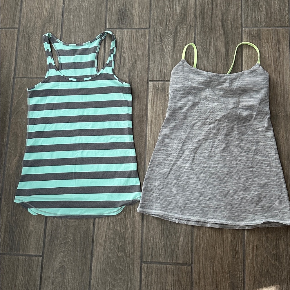 Lulu Lemon Striped Tank Top and Dancing warrior tank workout shirt bundle. M